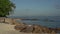 Tropical Almond or Terminalia catappa Linn. in the beach with the wave surf the rock and sand., Munnok Island, Rayong Province, Th