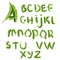 Tropical alphabet made of banana palm leaves. Hand drawn green paradice abc. Natural summer letters. Vector design