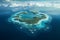 Tropical atoll island in ocean