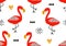 Tropical baby seamless pattern with flamingo