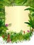 Tropical background with rectangle floral frame in concept bamboo