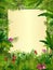 Tropical background with rectangle floral frame in concept bamboo