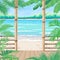 Tropical Background with Terrace on Sea Coast.