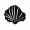 Tropical Baroque Black Clam Shell Icon On White Background