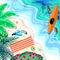 Tropical Beach Aerial Drone View Snorkeling and Kayak Elements Vector illustration