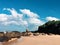 Tropical beach with boulders. Ambalangoda, Sri Lanka