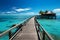 Tropical beach escape Maldives luxury resort, vivid seascape, and tranquility