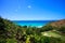 Tropical beach and golf field