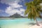 Tropical beach & lagoon, Bora Bora, French Polynesia.