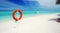 Tropical beach and lifebuoy panorama
