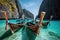 Tropical Beach and Longtail Boats in Maya Bay, Thailand