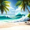 Tropical Beach Paradise, Made with Generative AI