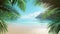 Tropical Beach Paradise Realism. A hyperrealistic tropical beach paradise with crystal clear waters and lush palms