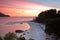 Tropical beach at pink twilight sky in Koh Lipe