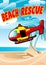 Tropical beach rescue helicopter