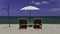 Tropical beach, sunloungers and white parasol