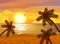 Tropical beach sunset poster