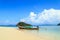 Tropical beach, traditional long tail boats