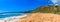 Tropical beach with a volcano crater in Oahu, Hawaii