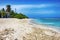 Tropical beach with white coral sand in Maldivian island