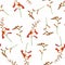 Tropical beautiful Crocosmia flowers pretty pattern. Seamless cute orange flowers on white background.