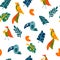 Tropical birds and leaves seamless pattern. Parrots and toucans background. Jungles. Perfect for printing on fabric, clothing,