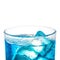 Tropical blue alcoholic cocktail isolated on a white background