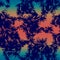 Tropical blue foliage on ombre sunset gradient