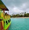 Tropical boat adventure background