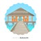 Tropical bungalow cottage house on water vector illustration icon