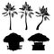 Tropical bungalow and palm,vector set