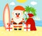 Tropical Christmas background with Santa Claus