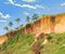 Tropical Cliff in Varkala on Kerala Coastline