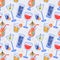 Tropical cocktail seamless pattern. Hand drawn exotic cold alcoholic beverages, minimal style bar drinks decoration, doodle trendy