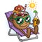 Tropical Coconut Drink Cartoon Character on Vacation