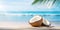 Tropical Coconut on a Pristine Beach. Generative ai