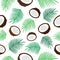 Tropical coconut seamless pattern vector