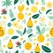 Tropical Delights: Vibrant Seamless Pattern of Minimalist Tropical Fruits