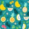 Tropical Delights: Vibrant Seamless Pattern of Minimalist Tropical Fruits