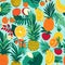 Tropical Delights: Vibrant Seamless Pattern of Minimalist Tropical Fruits