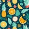 Tropical Delights: Vibrant Seamless Pattern of Minimalist Tropical Fruits