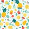 Tropical Delights: Vibrant Seamless Pattern of Minimalist Tropical Fruits