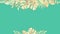 Tropical design with watercolor plants on teal blue background
