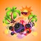 Tropical disco dance background with speakers