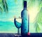 Tropical dream paradise island underwater world in the bottle