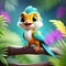 Tropical Elegance: 3D Illustration of a Cute Jacamar