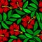 Tropical embroidery hibiscus plant in a seamless pattern