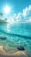 Tropical escape Summer seascape with blue ocean, clouds, and seaside