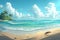 Tropical escape Summer seascape with blue ocean, clouds, and seaside