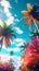 Tropical Escape, Vibrant colors, Framing, Adventure